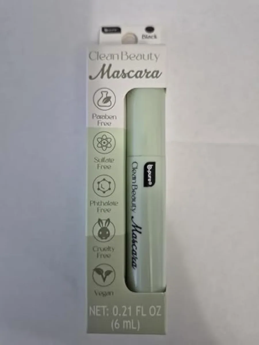 B.pure Clean Beauty Mascara, Black, with Argan Oil and Marula Oil, Paraben Free, Vegan, Cruelty Free, 0.21 fl oz