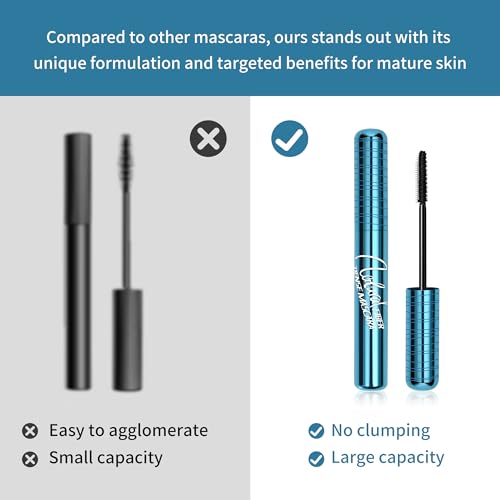 Mascara for Older Women 60 Plus - Volumizing Waterproof Hypoallergenic Black Mascara for T