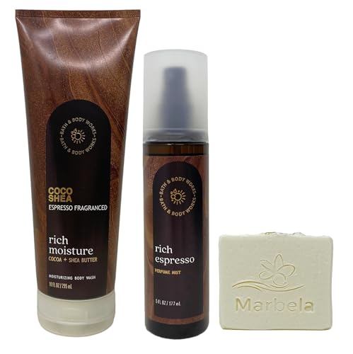 Coco Shea Espresso Fragranced Moisturizing Body Wash and Perfume Mist Duo Set with a Natur