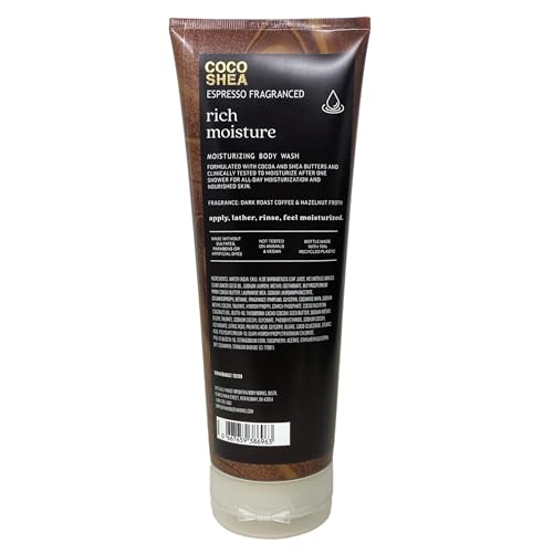 Coco Shea Espresso Fragranced Moisturizing Body Wash and Perfume Mist Duo Set with a Natur