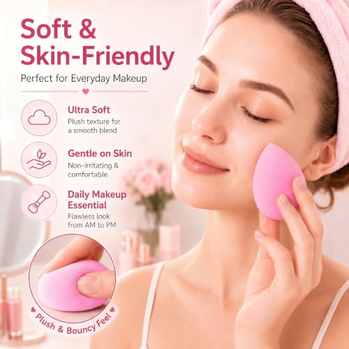 BEAKEY Makeup Sponge Set of 6, Super Soft Beauty Spo