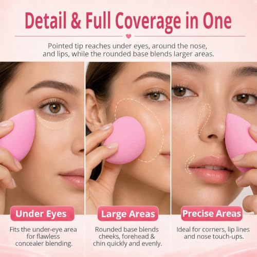 BEAKEY Makeup Sponge Set of 6, Super Soft Beauty Spo