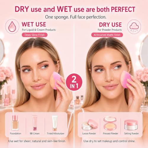 BEAKEY Makeup Sponge Set of 6, Super Soft Beauty Spo