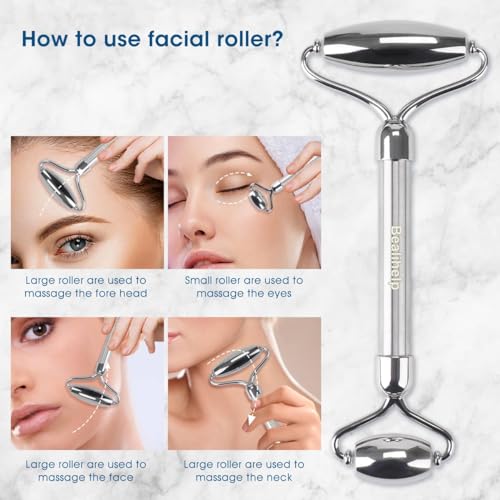 Bealihelp Face Roller and Gua Sha, Stainless Steel F