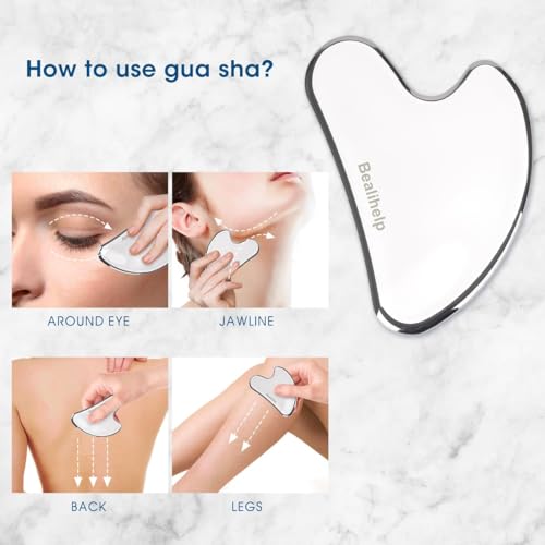 Bealihelp Face Roller and Gua Sha, Stainless Steel F