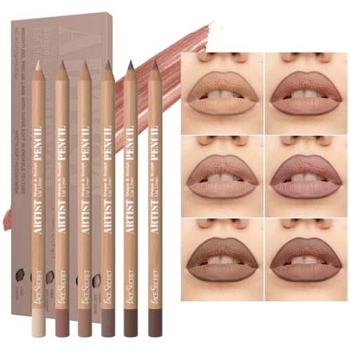Nude Brown Lip Liner Set, 6 Pencils