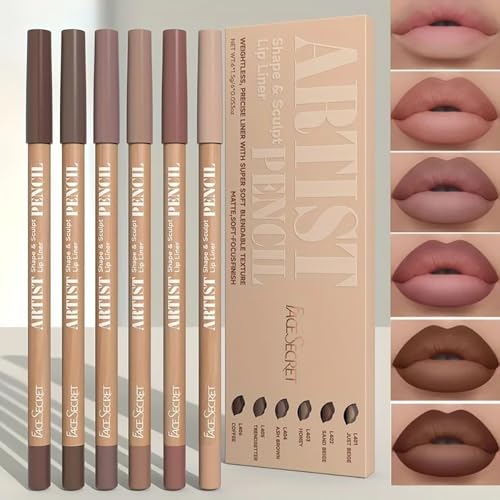 Nude Brown Lip Liner Set, 6 Pencils