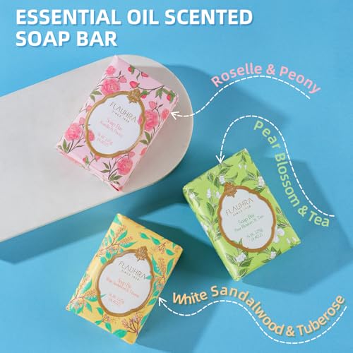 Soap Bar Essential Oil Scented Soap Bar Moisturizing Bath Bar Soap Pear Blossom & Tea Fragrant Soap Nourishes Your Skin 4.4 oz(Pack of 4)