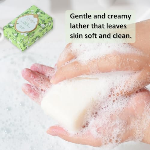 Soap Bar Essential Oil Scented Soap Bar Moisturizing Bath Bar Soap Pear Blossom & Tea Fragrant Soap Nourishes Your Skin 4.4 oz(Pack of 4)