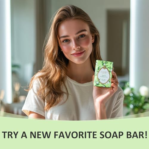 Soap Bar Essential Oil Scented Soap Bar Moisturizing Bath Bar Soap Pear Blossom & Tea Fragrant Soap Nourishes Your Skin 4.4 oz(Pack of 4)