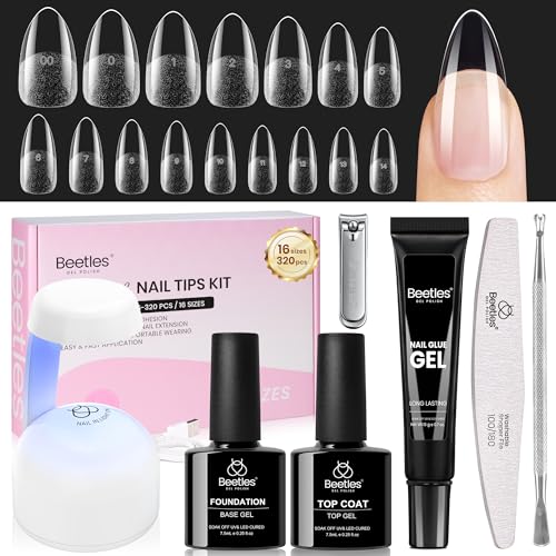Gel Nail Kit Flat-X Almond Medium 320pcs 16 Sizes Nail Tips