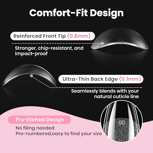 Gel Nail Kit Flat-X Almond Medium 320pcs 16 Sizes Nail Tips