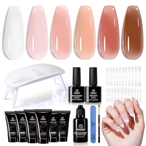 Beetles Poly Nail Gel Kit 6 Colors Jelly Nude Extension Kit