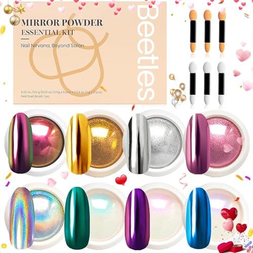 Beetles Chrome Nail Powder Set 8 Colors Mirror Effect Metallic