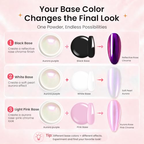 Beetles Chrome Nail Powder Set 8 Colors Mirror Effect Metallic