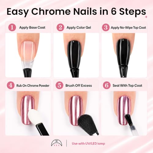 Beetles Chrome Nail Powder Set 8 Colors Mirror Effect Metallic