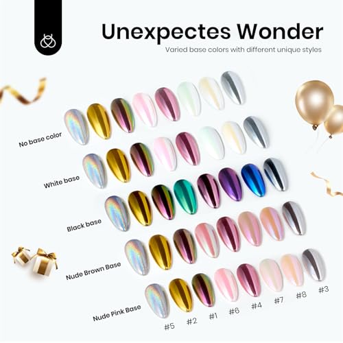 Beetles Chrome Nail Powder Set 8 Colors Mirror Effect Metallic