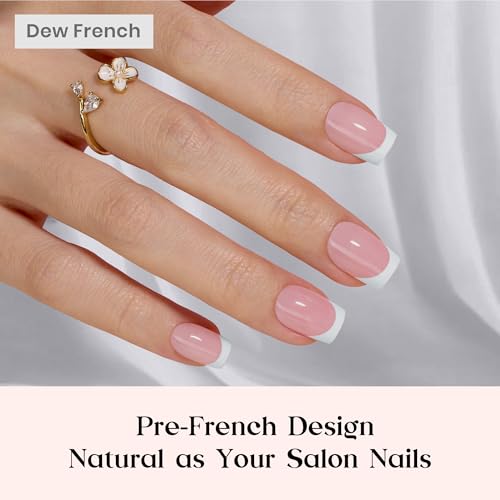 Beetles Pink French Tips Press On Nails- Short Square 150 Pcs