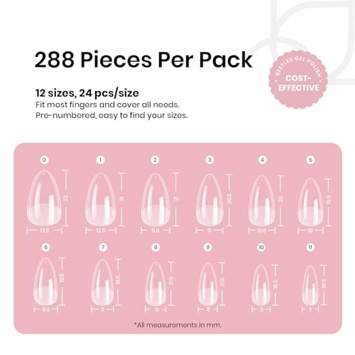Soft Gel Tips, Short Almond, 288pc