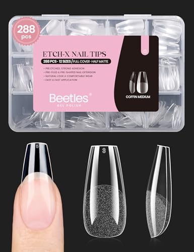 Soft Gel Nail Tips Medium Coffin Etched-free 12 Sizes 288Pcs