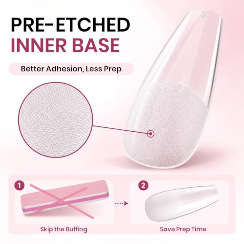 Soft Gel Nail Tips Medium Coffin Etched-free 12 Sizes 288Pcs