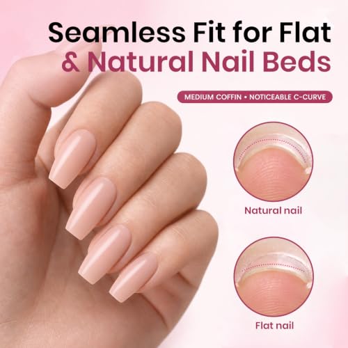Soft Gel Nail Tips Medium Coffin Etched-free 12 Sizes 288Pcs