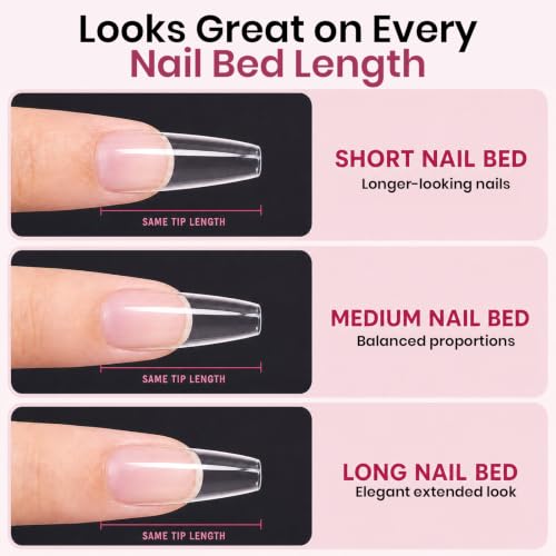 Soft Gel Nail Tips Medium Coffin Etched-free 12 Sizes 288Pcs