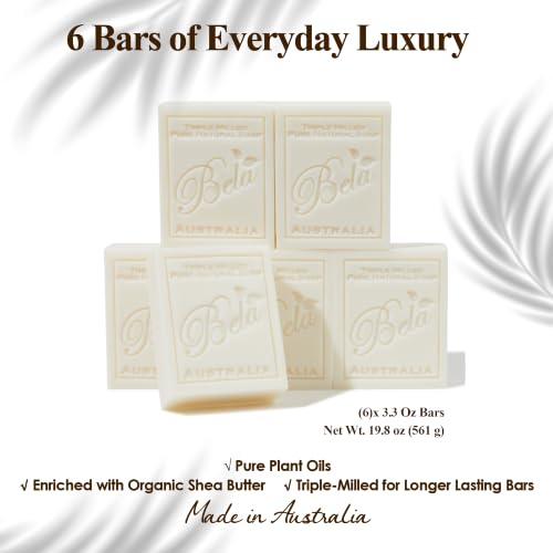 Extra Creamy Goat Milk Soap 3.3 OZ Pack of 6, Long Lasting French Triple Milled Bar Soap Enriched with Organic Shea Butter, Hand, Face and Body Wash Bar, Made in Australia