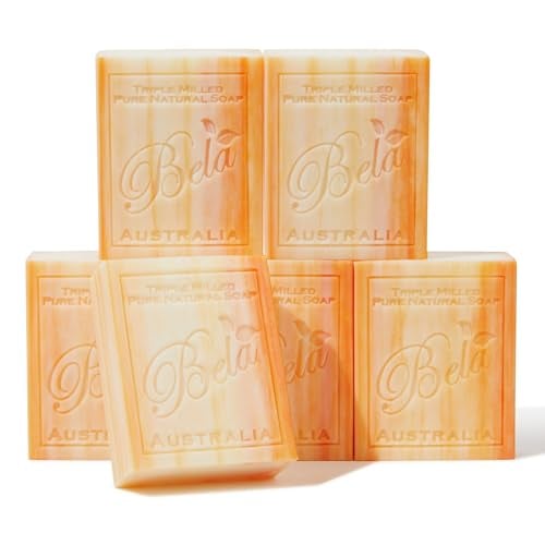 Orange Zest Soap Bars 3.3 OZ Pack of 6, French Triple Milled Bar Soap with Organic Shea Butter Soap Bar for All Skin Types Long Lasting, Made in Australia