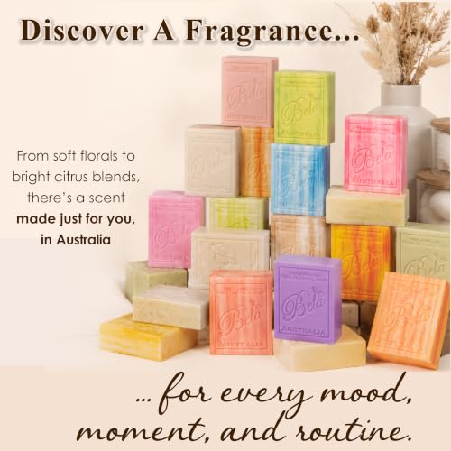 Orange Zest Soap Bars 3.3 OZ Pack of 6, French Triple Milled Bar Soap with Organic Shea Butter Soap Bar for All Skin Types Long Lasting, Made in Australia