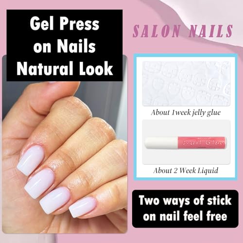 Square Press on Nails Short,White Nails Press ons,120Pcs