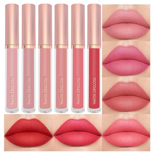 6PCS Nude & Coral Liquid Lipstick Set