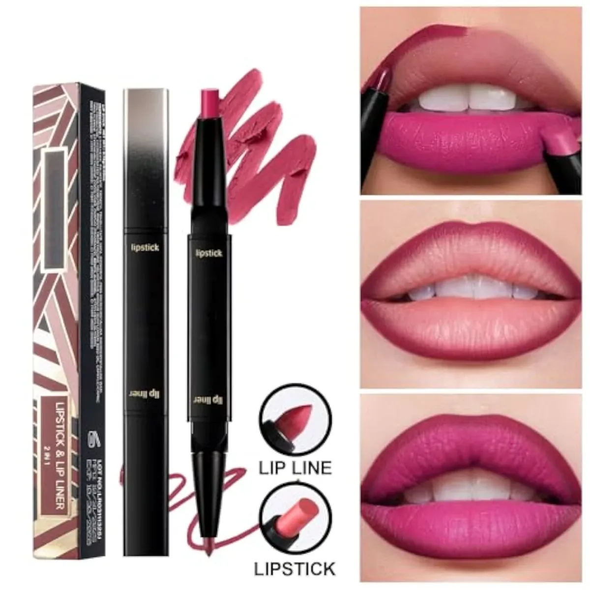 Liquid Lip Liner Lipstick Makeup, Double-Ended 2-in-1 Lip Liner and Matte Lipstick Combo, Waterproof Seamless Lip Stain, Long Lasting All-Day Wear | Matte, Smooth, Durable,
