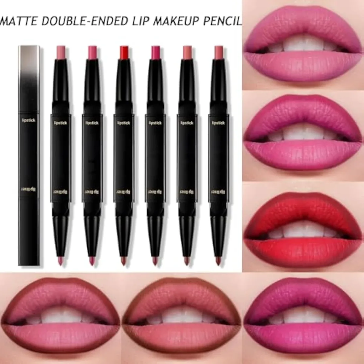 Liquid Lip Liner Lipstick Makeup, Double-Ended 2-in-1 Lip Liner and Matte Lipstick Combo, Waterproof Seamless Lip Stain, Long Lasting All-Day Wear | Matte, Smooth, Durable,