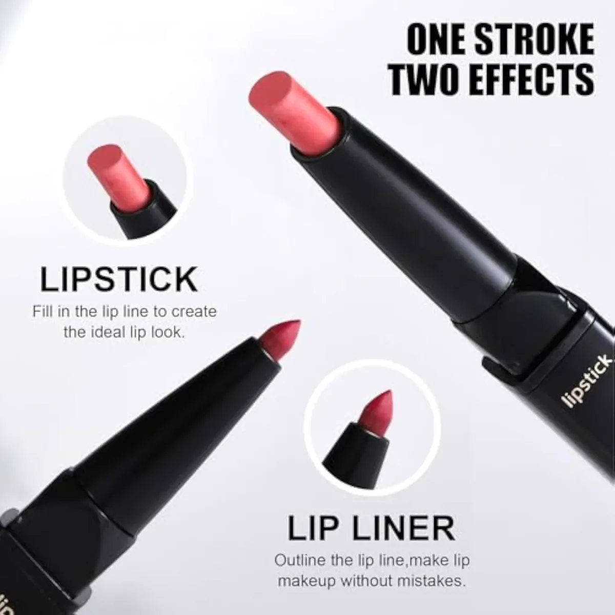 Liquid Lip Liner Lipstick Makeup, Double-Ended 2-in-1 Lip Liner and Matte Lipstick Combo, Waterproof Seamless Lip Stain, Long Lasting All-Day Wear | Matte, Smooth, Durable,