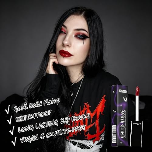 Bloody Red Lip Gloss, High Pigment Glossy True Red Goth Vampire Lipstick