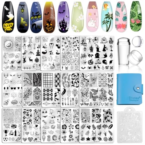 15-Plate Nail Stamping Kit with Stamper