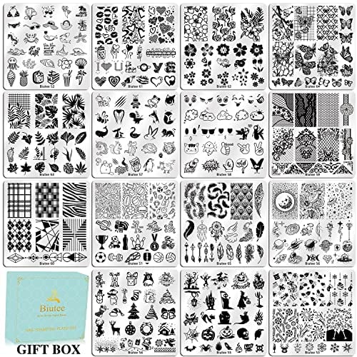 15-Plate Nail Stamping Kit with Stamper