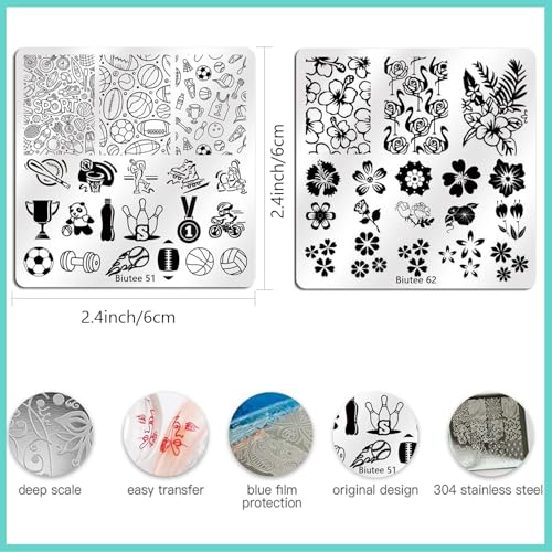 15-Plate Nail Stamping Kit with Stamper