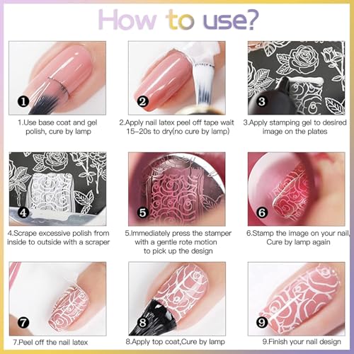 15-Plate Nail Stamping Kit with Stamper