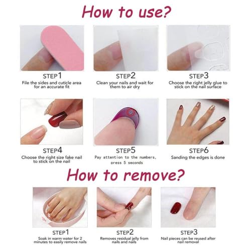 French Tips Press on Nails Medium Almond Nails Press on with 5D Flower C