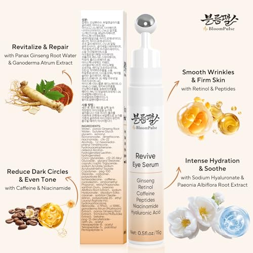 Under Eye Cream with Retinol Caffeine Ginseng Revive Eye Serum 0.5 Fl Oz