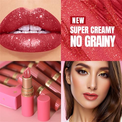 6Pcs Glitter Lipstick Set