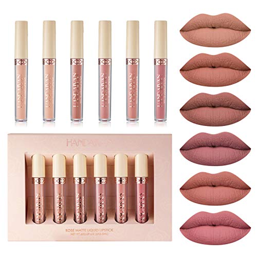 Nude Matte Liquid Lipstick Set, 6 Shades