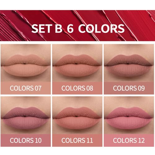 Nude Matte Liquid Lipstick Set, 6 Shades