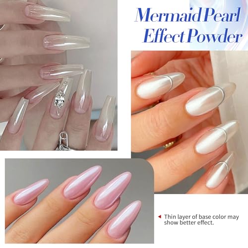 Chrome Nail Powder White Pearl Metallic Mirror