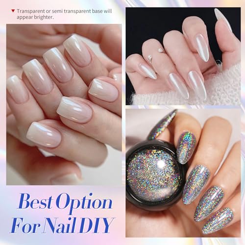 Chrome Nail Powder White Pearl Metallic Mirror