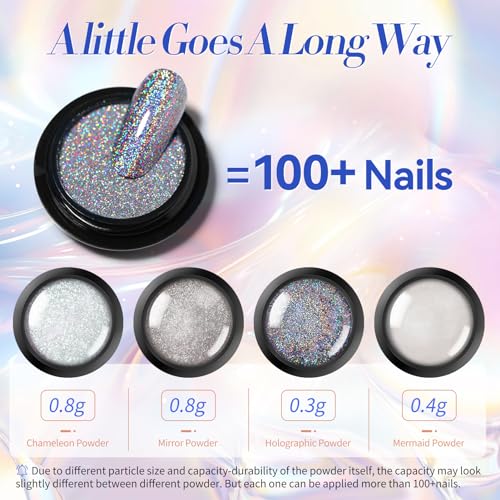 Chrome Nail Powder White Pearl Metallic Mirror