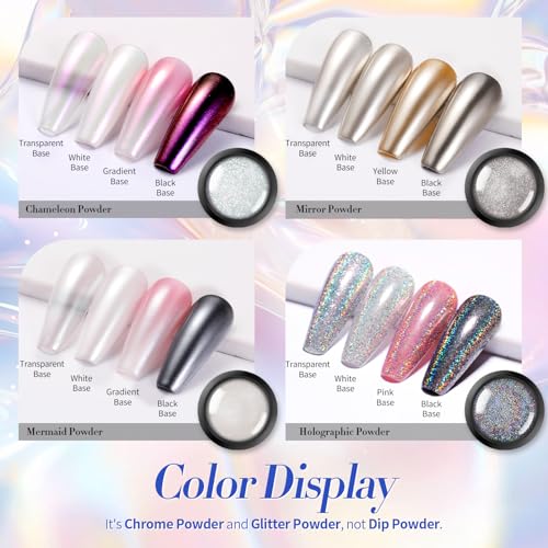 Chrome Nail Powder White Pearl Metallic Mirror
