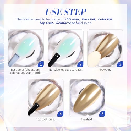 Chrome Nail Powder White Pearl Metallic Mirror